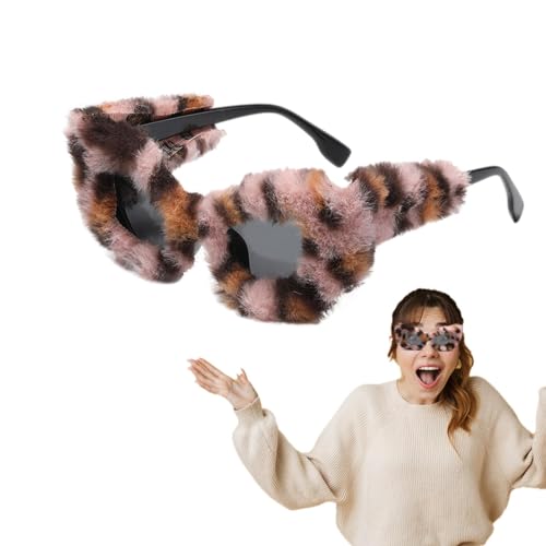 Decorhome Fuzzy-Cat-Eye-Sonnenbrille,Plüsch-Cat-Eye-Brille | Trendige Punk-Plüsch-Party-Brille | Y2K-Accessoires für Party-Maskerade-Retro-Stil von Decorhome