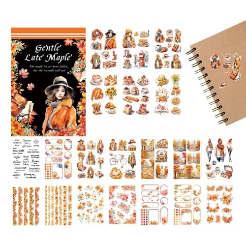 Decorhome Vintage-Serie Stickerbuch, Aufkleber mit Buchmotiven - Scrapbooking-Aufkleber für Kinder | Retro-Handwerksaufkleber für -Handwerk, Wasserflaschen, Handyhüllen, Laptops von Decorhome