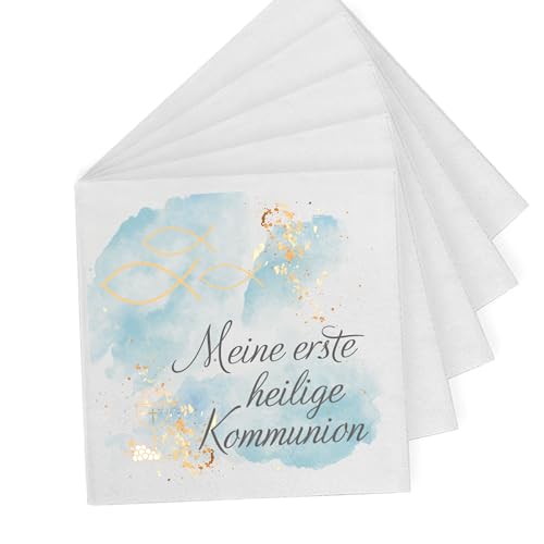 100 Servietten mit Namen für Kommunion, Konfirmation. Geeignet für Jungen Papierservietten, 33x33cm von Decorpress