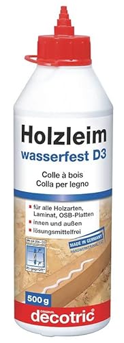 Wasserfester Holzleim für alle Holzarten. Besonders für Laminat und Fertigparkett. 500g von Decotric