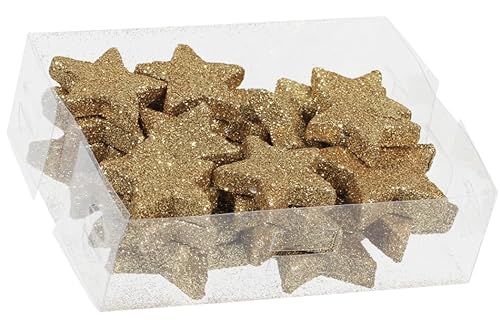 Glittersterne I gold glitzernd I 4 cm + 5 cm I 24 Stück I Dekostreu Sterne von Decpero