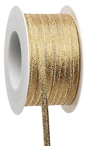 Decpero Lurex Kräuselband Gold, Breite 5 mm, Länge 50 Meter, Geschenkband von Decpero