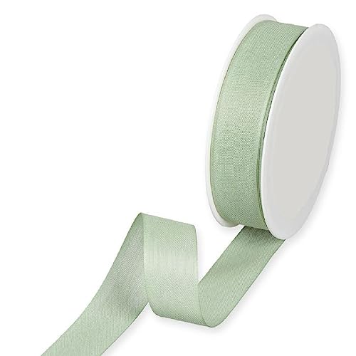 Taftband matt I Baumwolloptik I B:25mm L:25m I mintgrün, Stoffband ohne Draht von Decpero