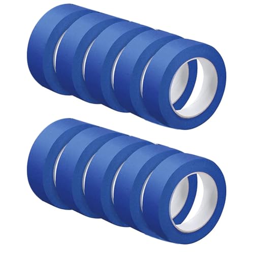 Decqerbe 10 Rollen blaues Maler-Klebeband, wandsicher, 3,1 cm x 45,7 m, für Wandmalerei, Dekoration, Zubehör, Falltuch von Decqerbe