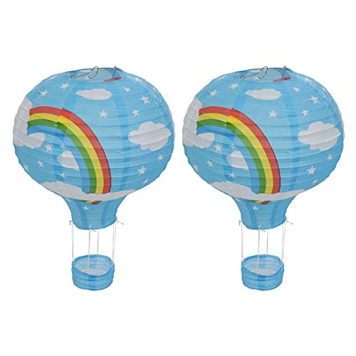 Decqerbe 2X 12 Heiß Luft Ballon Papier Laterne Lampenschirm Decken Leuchte Hochzeit, Blau Regenbogen von Decqerbe