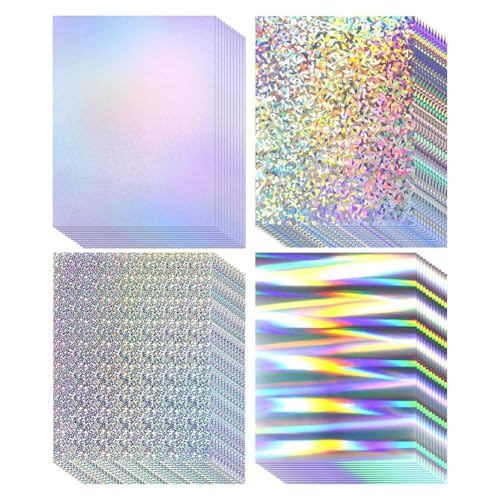 Decqerbe Holografischer Karton, Glitzer-Karton, gemischte Farben, Metallic-Papier für Kartenherstellung, 44 Stück von Decqerbe