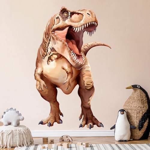 Decvictor Wandtattoo Großer Dinosaurier Wandaufkleber Tyrannosaurus Dinosaurier Wandsticker Kinderzimmer Babyzimmer Jungenzimmer Wanddeko (W78 * H124 cm) von Decvictor