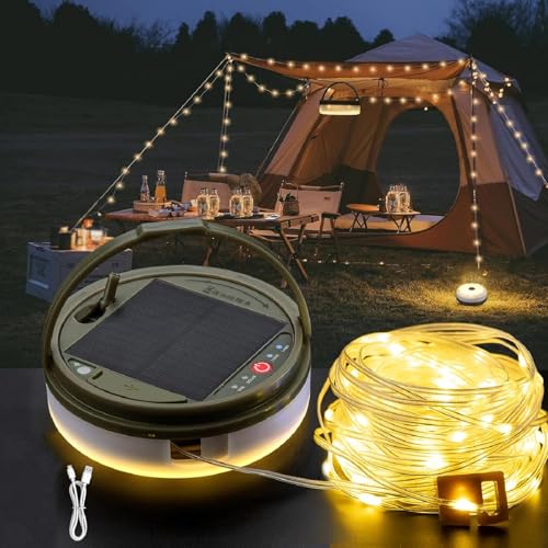 Lumelia Aufrollbare Lichterkette, 10 m Lumelia Lichterkette, Lichterkette Camping Aufrollbar Rechargeable via USB, IP65 Wasserdicht Solar Camping Licht Dimmbar für Camping, Garten und Wandern von Deedlite