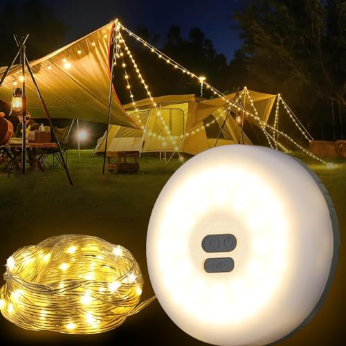 Lumelia Aufrollbare Lichterkette, 10 m Lumelia Lichterkette, Lichterkette Camping Aufrollbar Rechargeable via USB, IP65 Wasserdicht Camping Licht Dimmbar für Camping, Garten und Wandern von Deedlite