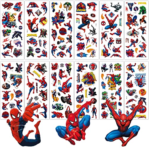 Deen Aufkleber Kinder 12 Blätter Set,Spiderman 3D Sticker Set, Jungen Mädchen Relief Stickers,Belohnung Kindersticker für Geburtstag Mitgebsel Gastgeschenke DIY Scrapbooking Geschenkdeko, 17*7cm von Deen