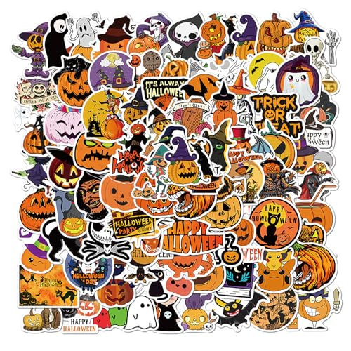 Halloween Sticker 100 Stück,Wasserdicht Vinyl Halloween Aufkleber,Halloween Kürbis Aufkleber Kinder,Halloween Graffiti Sticker für DIY Laptop Gepäck Skateboard Auto Motorrad Fahrrad Scrapbooking von Deen