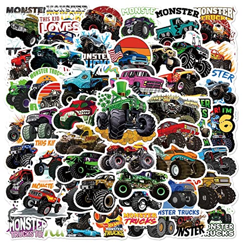 Monster Truck Sticker Set,50 Stück Coole Monster Truck Aufkleber,Kinder Stickers Auto Sticker,Wasserdicht Aesthetic Truck Aufkleber für Kinder Teens Laptop Skateboard Fahrrad Motorrad Computer Koffer von Deen