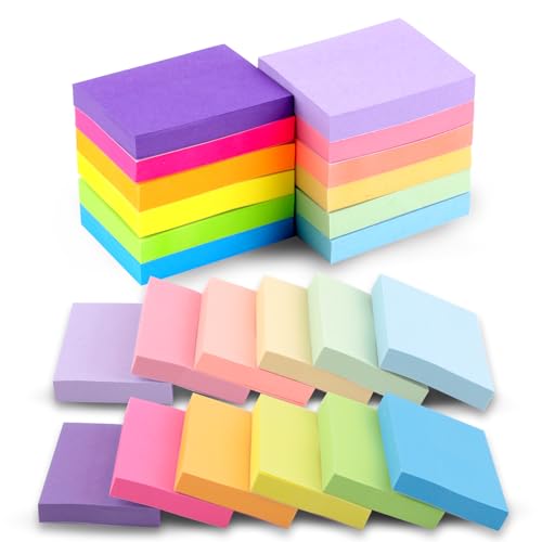 12 Stück Klebezettel, Haftnotizen Klein, 50X38mm Sticky Notes, 12 Farben Selbstklebende Haftnotizzettel Klebezettel Bunt für Büro Zuhause Schule Sitzung von Deepton