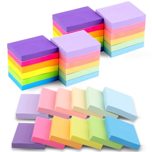 Haftnotizen Klebezettel Klein, 24 Stück Sticky Notes, 50 X 38Mm Haftnotizzettel Bunt, Selbstklebende Klebezettel Pastell, Haftnotizen Klein Für Schule, Zuhause, Büro - 12 Farbe von Deepton