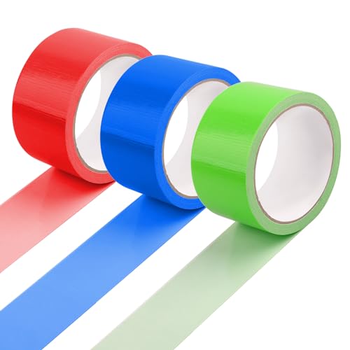 3 Rollen Panzertape, Panzerband Extra Stark, Klebeband Farbig, Gewebeband Bunt, 10m X 50mm Duct Tape, Reparaturband für Reparaturen Industrielle, Gewebeklebeband für Kunsthandwerk Farbcodierung Diy von Deepton