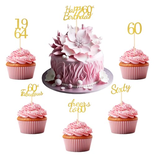 30 Stück Cupcake Topper 60. Geburtstag Deko, Deko Zum 60 Geburtstag Glitzer Tortendeko 60 Geburtstag Frau Mann Cake Topper Geburtstag Cake Topper Cake Topper Personalisiert von Deepton