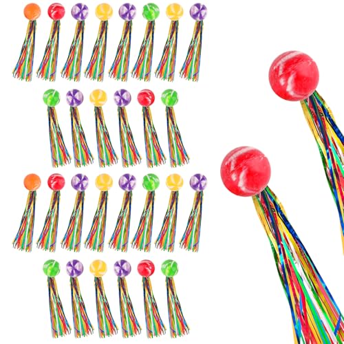 Deepton Hüpfbälle für Kinder, 30 Stück Gummiball Spielzeug, Springball mit Farbige Bänder, 23mm Elastisch Bälle Kinder, Bunte Hüpfball für Mitgebsel, Mitgebsel Kindergeburtstag (Random Colors) von Deepton