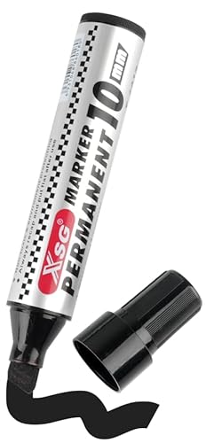 Deepton Permanentmarker Schwarz, Permanent Marker, 3-10 mm Keil-Spitze Wasserfest, Wischfest, Farbecht Schnell-Trocknend für Glas, Kunststoff, Metall, Holz von Deepton