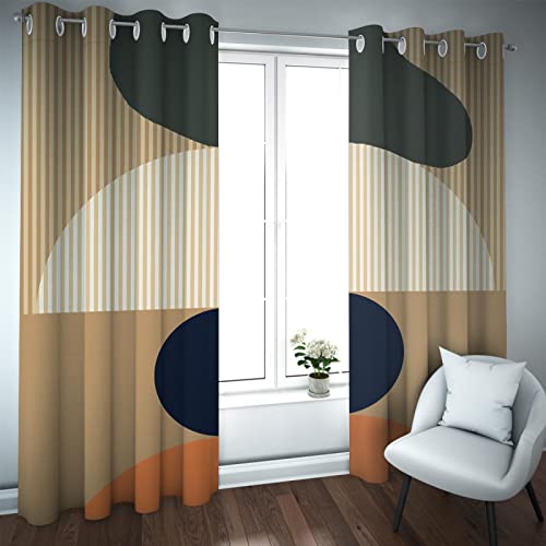 Deertweet Home Geometrische Tüllen-Fensterbehandlungsvorhang-Vorhangpaneele für Schlafzimmer Wohnzimmer Set von 2 Paneelen Bauernhaus Verdunkelungsvorhang für Büro H229xB117 von Deertweet Home