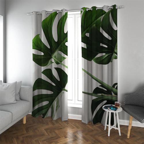 Deertweet Home Moderne vorhänge botanisch grüne Pflanze blätter verdunkelungsvorhänge für Schlafzimmer Wohnzimmer büro bieten privatsphäre Fenster drapiert 2 paneele H240xB140 von Deertweet Home