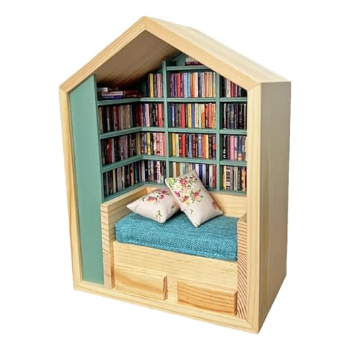 Miniatur Buchecken-Kit – Miniatur-Puppenhaus-Set | Buchecken-Kits für Erwachsene | 3D-Bibliothek Tiny House Library Kreatives Handwerk Holzdekoration Tiny World Inside Wood für Jungen und Mädchen von Deewar