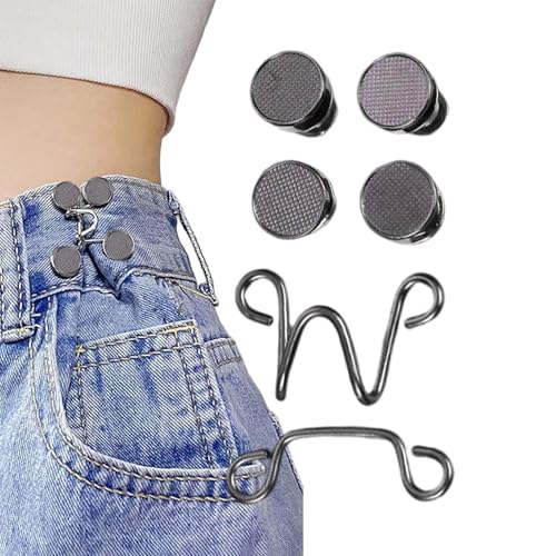 Taillenknopf-Spanner, Jeansknöpfe, kein Nähen, Legierung, lose Jeans-Strumpfhalter, Jeansknopfnadeln abnehmbar für Jeans, Ärmel, Hosen von Deewar