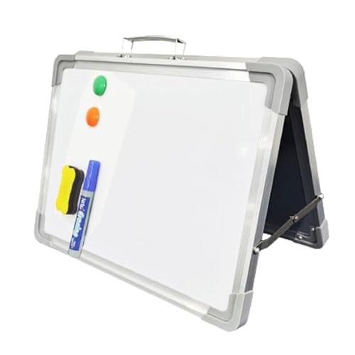 Whiteboard, 40,6 x 30,5 cm, doppelseitig, trocken abwischbar, Aluminiumlegierung, Kinder-Wischtafel, faltbar, doppelseitig, magnetisch, mit Radiergummi und magnetischen Schnallen für Kinder, Zuhause, von Deewar