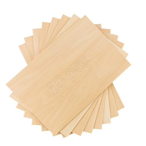 10 Stück Sperrholzplatte, 300 * 200 * 2mm Lindensperrholz Holz Platten, Natürliches Unfertiges Balsaholz Platten, Bastelholz Holzplatte zum Basteln für DIY Modell, Kunst und Handwerk, Gemälde von Defresit