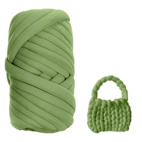 1000G Armstricken Wolle Dicke Wolle zum Handstricken Chunky Yarn Schlauchgarn Häkelwolle Dickes Garn zum Häkeln Stricken,für Taschen, Decken, Körbe, Haustiernester, DIY-Kunsthandwerk (Grasgrün) von Defresit