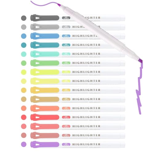 12 Stück Textmarker Pastell, Highlighter Pen Marker Pastell Assorted Farben, Aesthetic Marker Stifte Textmarker Set, ästhetischer niedlicher Textmarker mit Keilspitze, kein Ausbluten, für Bibel, Notiz von Defresit