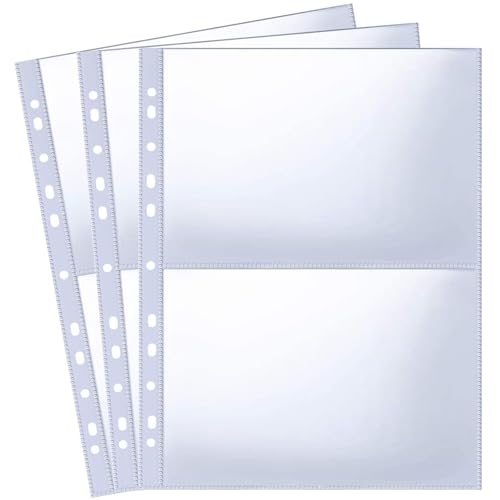 120 Hüllen 30 Stück A4 Fotohüllen für A4 2/3/4 Ringbuch, Transparente Postkartenhüllen, 2 Fächer, Doppelseitig 2 Taschen Foto Seitenschutz, Top Loading Fotoalbum Nachfüllseiten Foto von Defresit