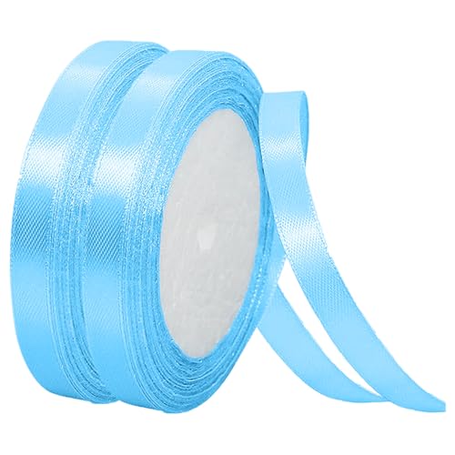 2 Rollen 10 mm Band zum Verpacken von Geschenken, 23 m, doppelseitiges Polyester-Satinband, Stoff, dickes Band zum Basteln, Haarschleifen, Weihnachten, Hochzeit, Autoband, Bänder zum Basteln von Defresit