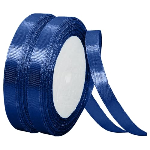 2 Rollen 10 mm Band zum Verpacken von Geschenken, 23 m, doppelseitiges Polyester-Satinband, Stoff, dickes Band zum Basteln, Haarschleifen, Weihnachten, Hochzeit, Autoband, Bänder zum Basteln von Defresit