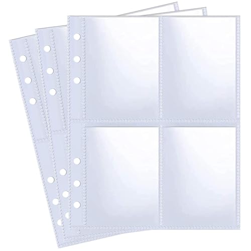 240 Hüllen 30 Stück A4 2/3/4 Ringbuch Ultra-Clear Doppelseitig 4 Pocket 105x153mm Photo Page Protector Top Loading Fotoalbum Nachfüllseiten von Defresit