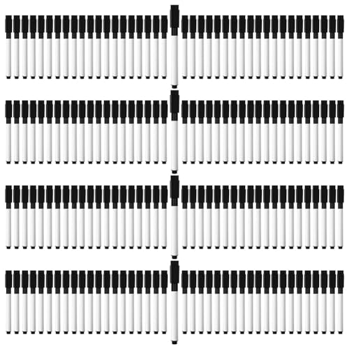 Deger 200 Stück Magnetische, Trocken Abwischbare Marker, Whiteboard-Marker mit Spitze und Radierkappe, für Schule, Büro, Zuhause (Schwarz), Hohe Qualität von Deger