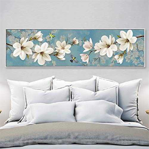 Deike Mild Diamant Painting Kit 5D DIY Magnolie Strass Diamond Painting Handgemachtes Wohnzimmer Schlafzimmer Wanddekoration (120x30cm) von Deike Mild