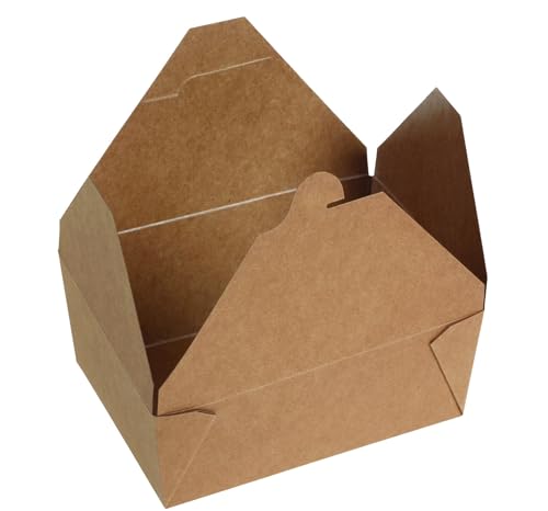 DeinPack 160x Take Away Box 2500ml I Bio Speisebox mit Faltdeckel Pappschachtel rechteckig I braune Kraftkarton Schachtel I Einweg to Go Boxen von DeinPack