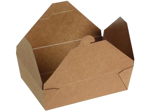 DeinPack 200x Take Away Box 1800ml I Bio Speisebox mit Faltdeckel Pappschachtel rechteckig I braune Kraftkarton Schachtel I Einweg to Go Boxen von DeinPack