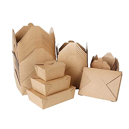 DeinPack Speise Box Take Away I Bio Speisebox mit Faltdeckel 500 ml I Pappschachtel rechteckig I braune Kraftkarton Schachtel kompostierbar I Einweg to Go Boxen 50 Stück von DeinPack