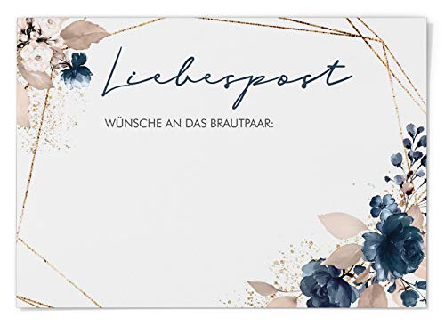 Ballonflugkarten zur Hochzeit 50 Stück, extra leichte Postkarten für langen Flug, Platz für Glückwünsche (Watercolor Breeze Blau) von DeinWeddingshop