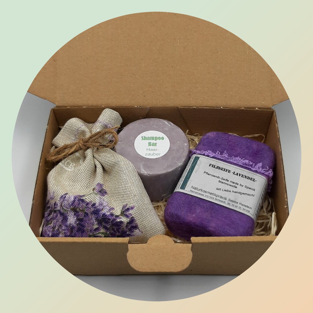 Naturkosmetik Geschenkbox "Lavendel Liebe" Vegan Handgemacht Wellness Beauty Spa Hautpflege Seife Festes Shampoo Muttertagsgeschenk Frauen von DeineNaturkosmetik