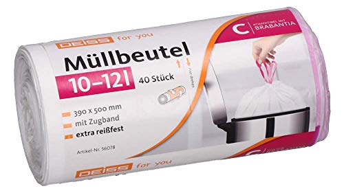 Müllbeutel DEISS 10-12 Liter für Brabantia Touch Bin (Größe C), 40 Stück von DEISS