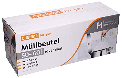 Müllbeutel DEISS 50-60 Liter für Brabantia Touch Bin (Größe H), 300 Stück von DEISS