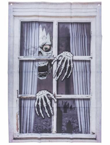 Dekotuch Fenster mit Totenkopf weiß/schwarz von Deiters