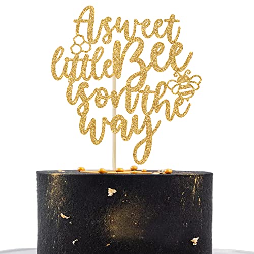 A Sweet Little Bee is on the Way Cake Topper, Oh Baby, What Will it Bee, Willkommen Baby Party Dekorationen Supplies Gold Glitter von Dejupgar