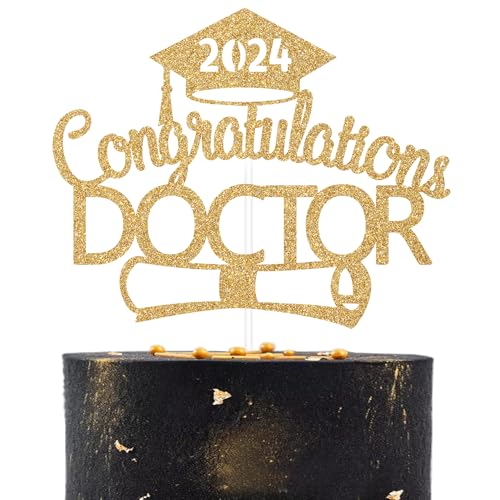 Congratulations Doctor 2023 Cake Topper, Future Doctor, Congrats Doctor Grade Kuchendekorationen, Medizinische Schule Abschluss Party Dekorationen Supplies Gold Glitter von Dejupgar