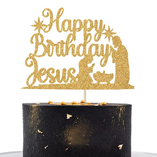 Happy Birthday Jesus Cake Topper, Jesus is Reson Kuchen Dekor, Jesus Geburtstag Party Dekorationen Supplies Gold Glitter von Dejupgar