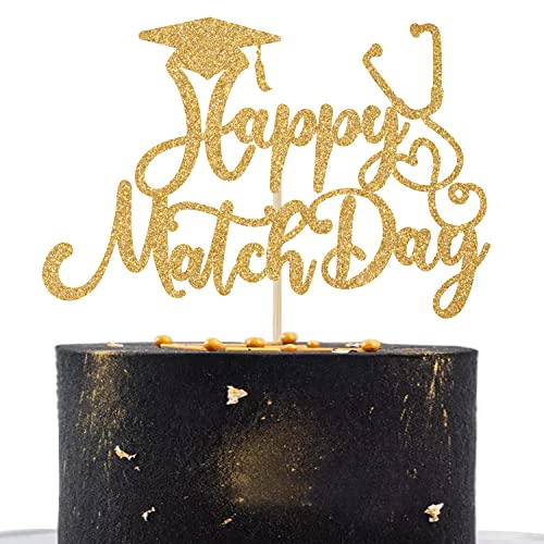 Happy Match Day Tortenaufsatz, Congratulations You Matched, Congrats on Matching Cake Decor, Doctor Grade Party Dekorationen Gold Glitter von Dejupgar