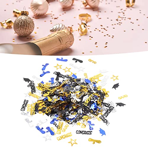 Dekaim Abschlussparty-Konfetti Abschlusstischkonfetti Hochglanz 100g Schulparty Geschenkverpackung Schwarz Gold Silber Blau von Dekaim