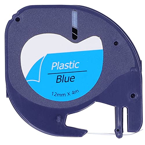 Dekaim Etikettenband, Ersatz-Etikettenband, Ersatz für DYMO Letratag Maschine, 12 mm x 4 m, schwarzer Buchstabe auf blauem 91205 von Dekaim